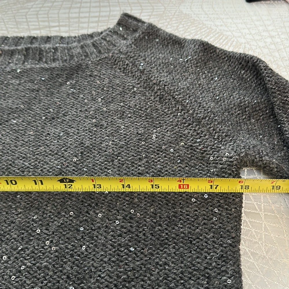 Talbots Grey Sweater With Tiny Sequins, Size Small - image 5